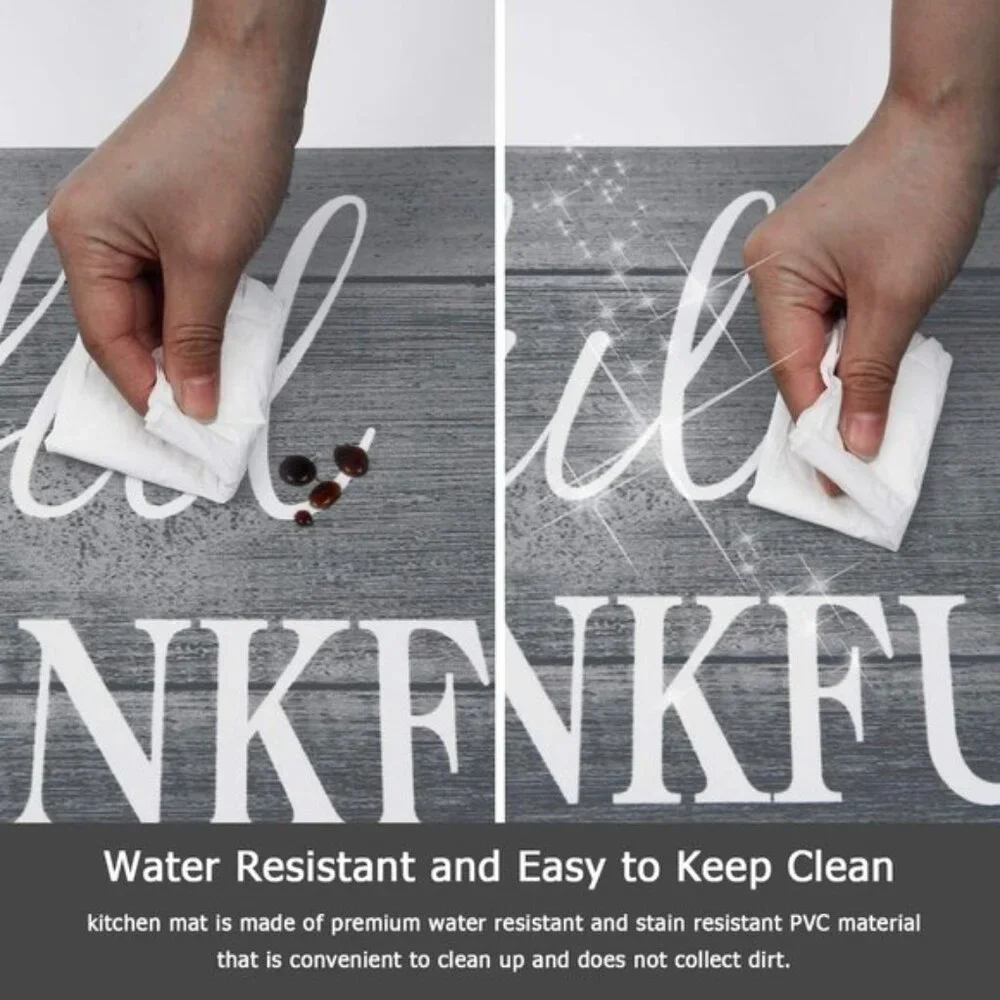New Set of 2 Non Slip Cushioned Kitchen Mats, Waterproof Farmhouse Kitchen Rugs